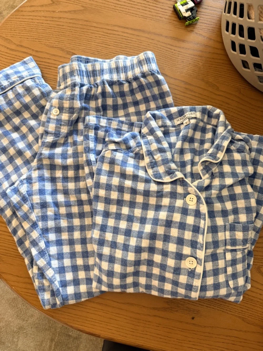 Serena & Lily Blue Gingham Pajama Set - Picture 1 of 3